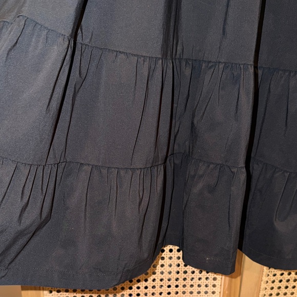 Duster Black Square-Neck Maxi Dress with Puff Sleeves, Tiered Skirt, Pockets - Picture 10 of 12